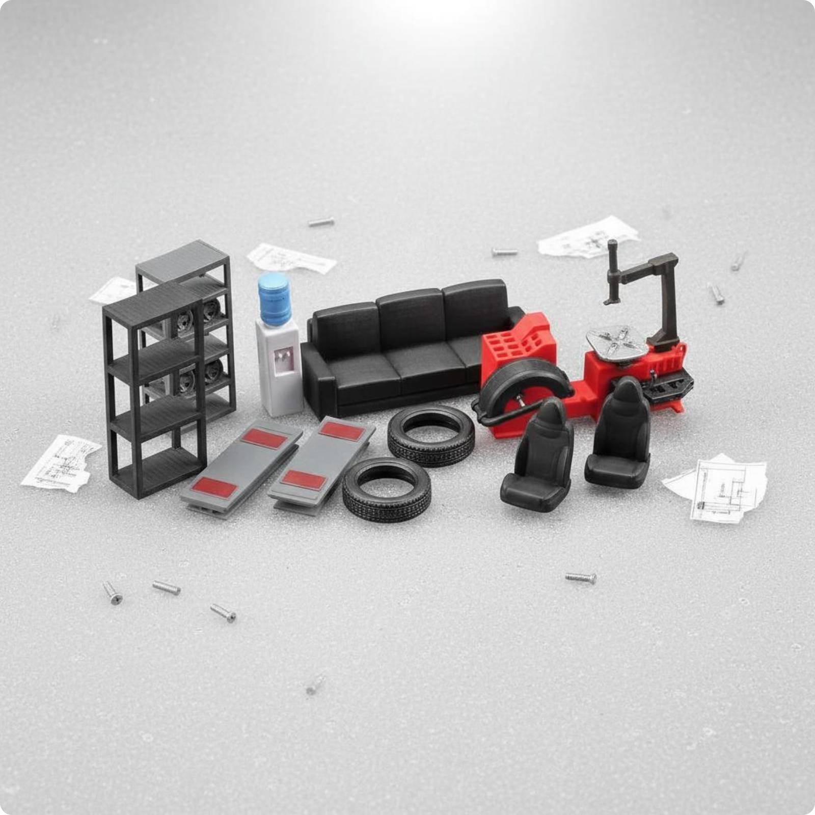 1 64 미니어처 차량 수리 도구 세트 자동차 모델 사 - Workshop Tools Photos 리뷰 및 가격